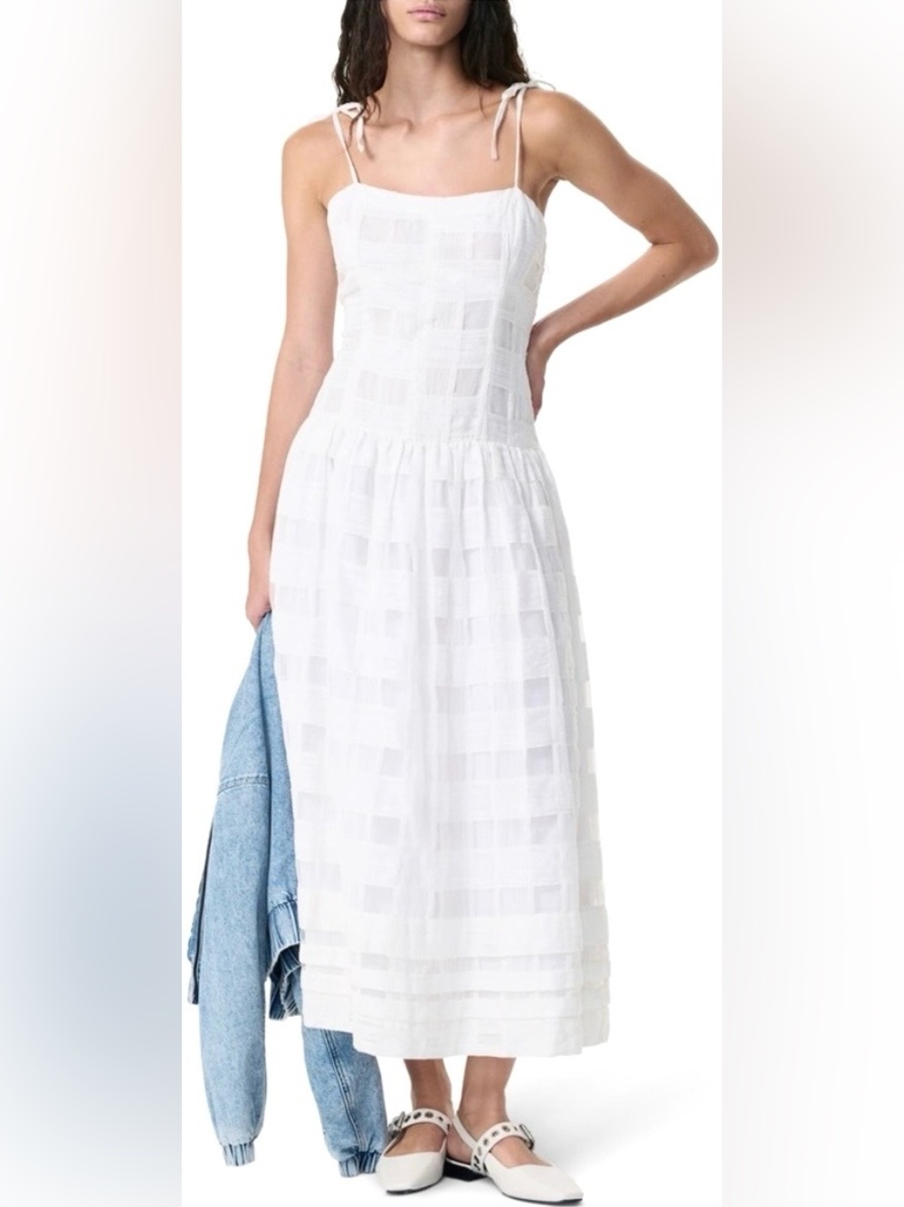 rag & bone Presley Check Tie Strap Maxi Dress NWT White Size 8 ā Sold Out